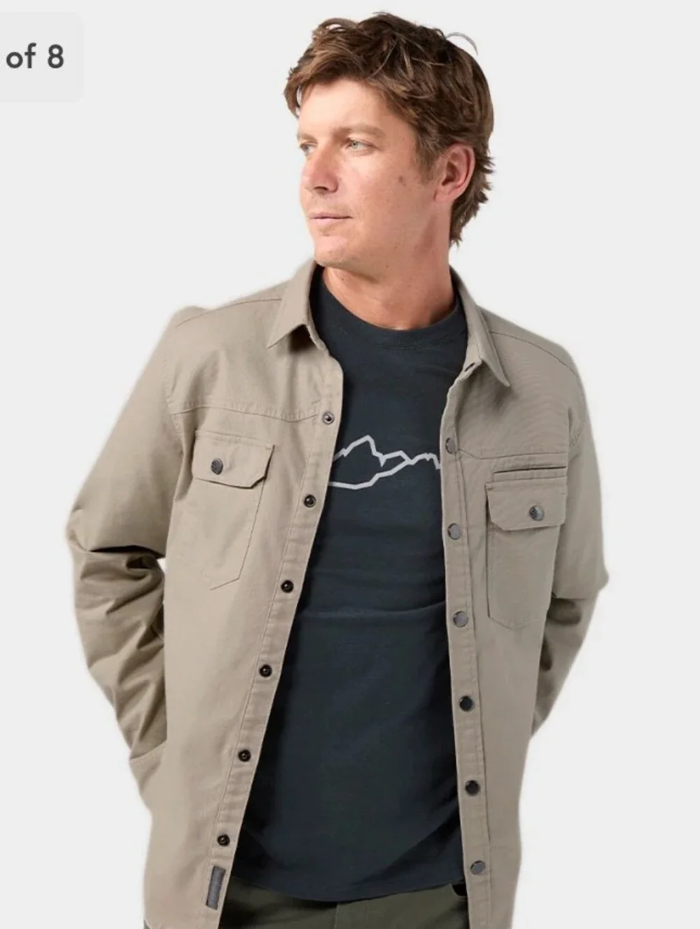 Stio Saratoga Canvas Snap Shirt Talus Tan Khaki Organic Cotton Men's Medium